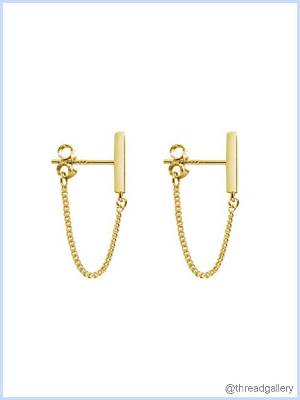 Sterling Silver Gold Plated Dangle Chain Earrings